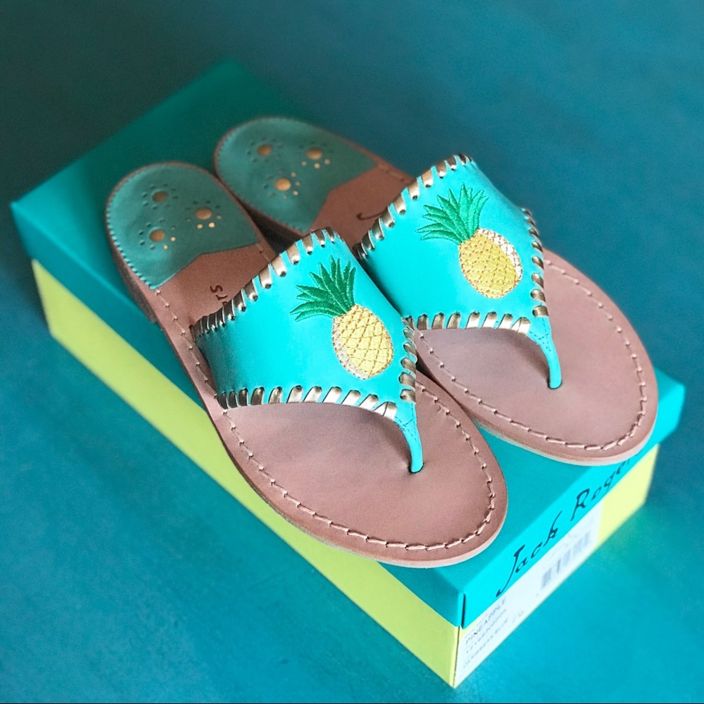 Jack Rogers Pineapple Caribbean Blue Sandals